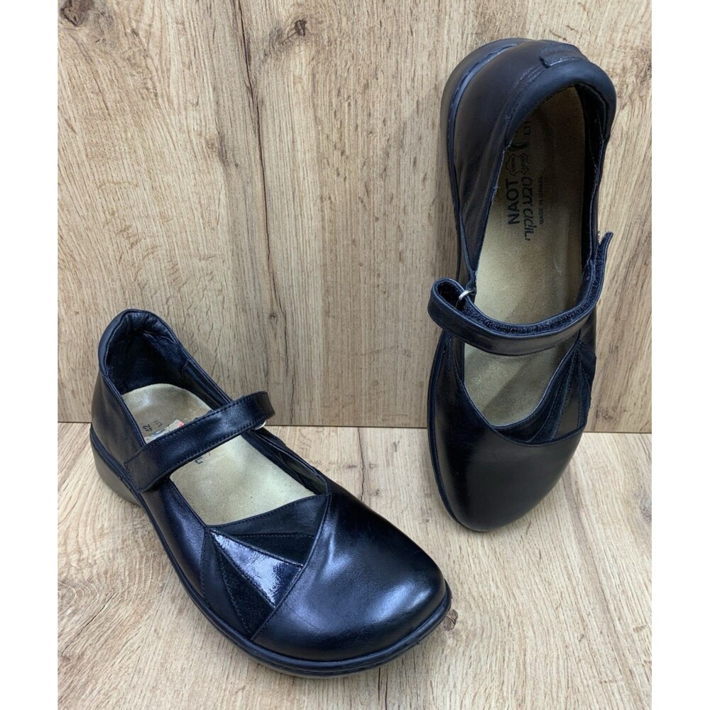 Naot Black Leather Mary Jane Comfort Shoes Womens EU 42 US 11 Hook Loop Israel - Picture 1 of 13
